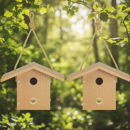 The "Twin-Home" Modern Farmhouse Wren House | 2-Pack Hanging Chickadee Nesting Box Bird House | Birds Choice