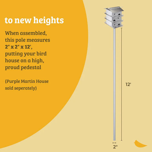 The 'Mast' Purple Martin House Pole | Birds Choice Heavy Duty Galvanized Steel Telescoping Pole with Ground Sleeve