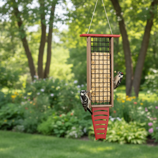 The 'Drum Line' Tail-Prop Suet Feeder | JCS Wildlife Recycled Poly-Lumber Woodpecker Suet Feeder