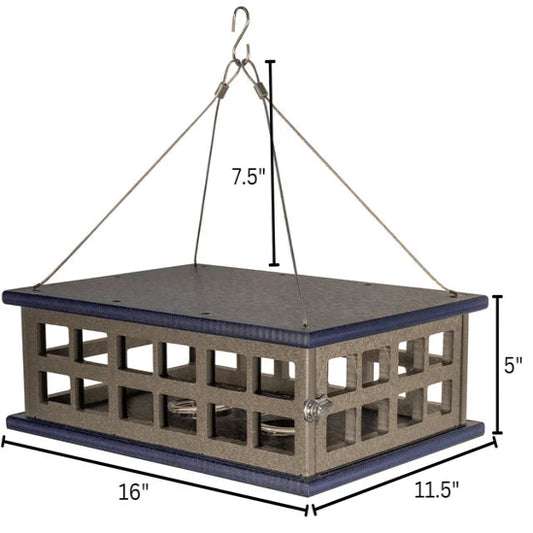 The 'Sky Diner' Deluxe Caged Platform Bluebird Feeder | JCS Wildlife Recycled Poly-Lumber Mealworm Feeder