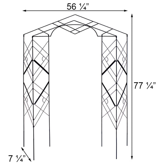 The Athena Artisan Pediment | 77" Wrought Iron Bi-Fold Garden Trellis | Achla Designs