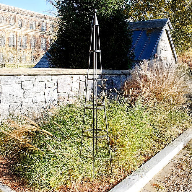 The 'Grand Spire' Garden Obelisk | Achla Designs Gray Metal Climbing Plant Trellis