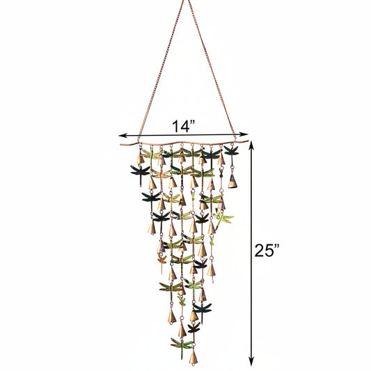 The Dragonfly Chime Odonata | 25" Verdigris and Copper Vertical Bell Chime | Ancient Graffiti