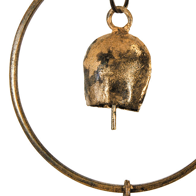 The Vesper Acoustic Copper Steel Rain Chain | 90" Decorative Gutter Downspout with Bells | Ancient Graffiti | Great Garden Gift