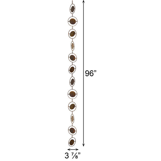 The Orbital Pluvials | 96" Flamed Copper Iron Square Rain Chain | Ancient Graffiti