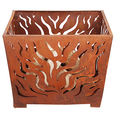 The 'Flame' Silhouette Hearth | 23" Laser-Cut Steel Square Fire Pit
