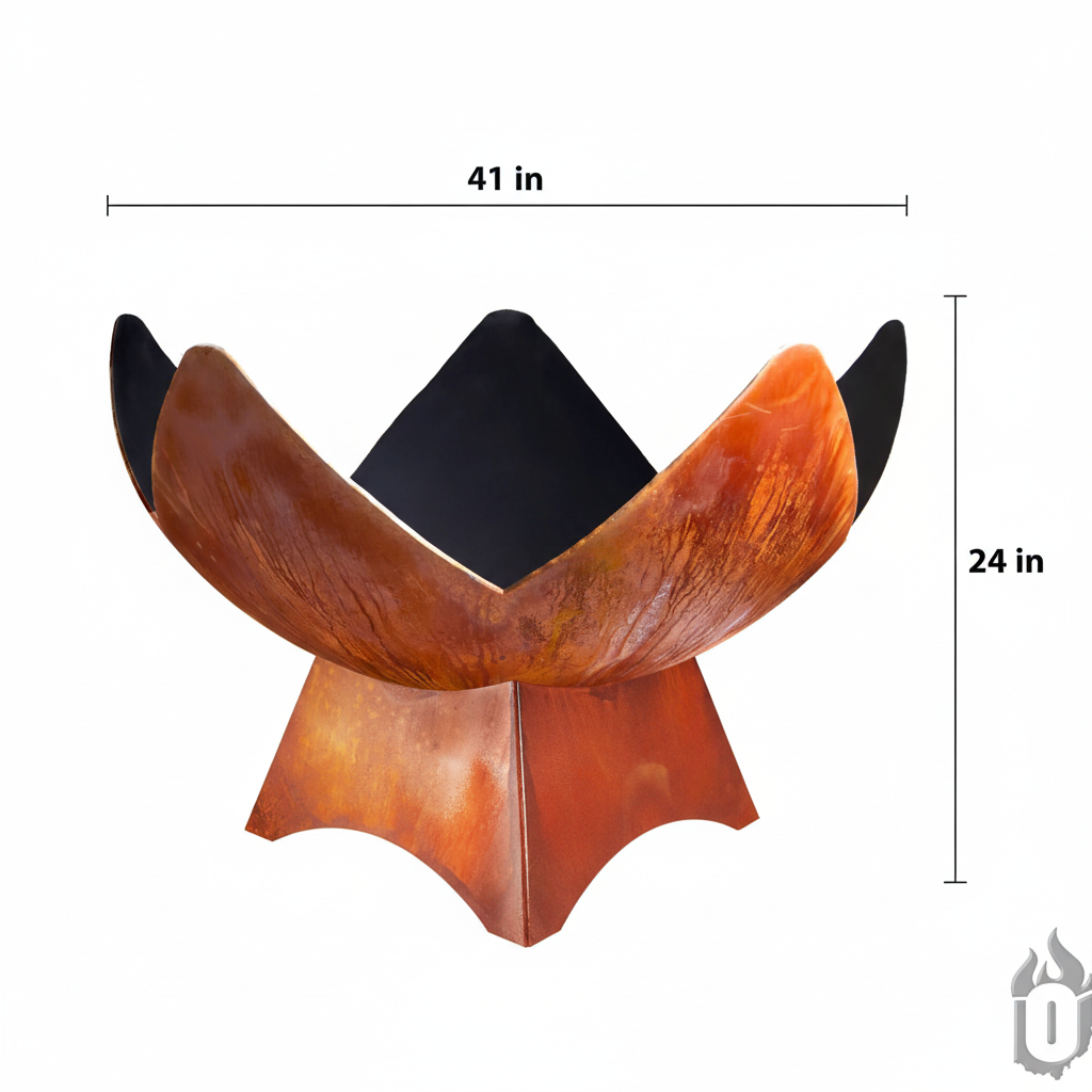 The Blossoming Blaze Fire Bowl | Hand-Forged American Carbon Steel Fire Pit | Ohio Flame