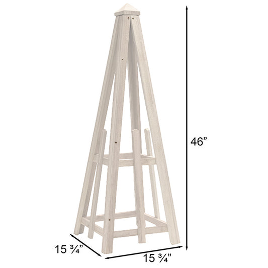 The 'Alabaster Anchor' Pyramid Trellis | Prime Retreat 46" Whitewashed Cedar Garden Obelisk