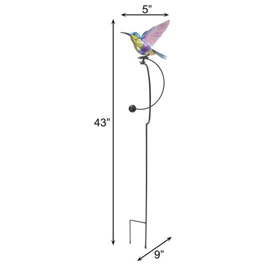 The Woodnymph Equilibrium Stanchion | 43" Kinetic Hummingbird Rocker Stake | Regal Art & Gift