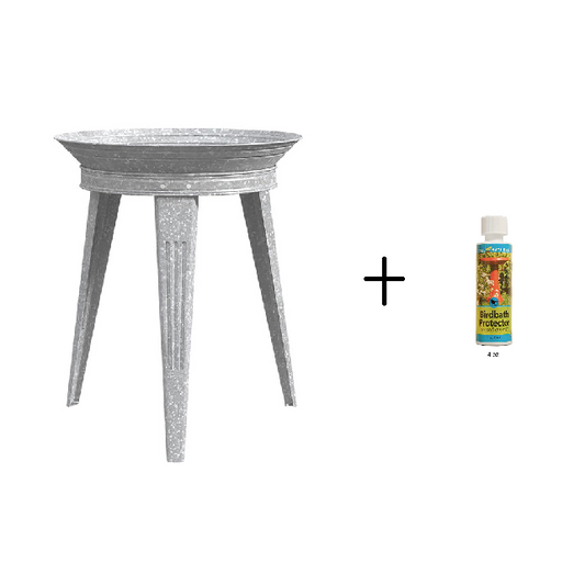 The “Homestead Hydrator” Galvanized Bird Bath Set