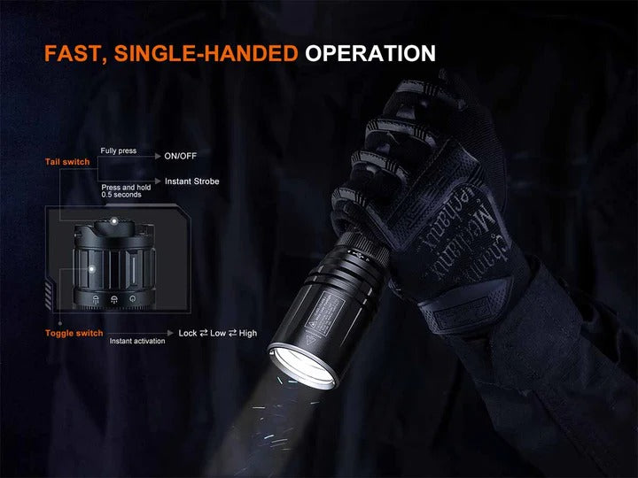 The 'Light Saber' White Laser Field Flashlight | Fenix TK30R 500-Lumen LEP Spotlight — 4,921-Foot Throw