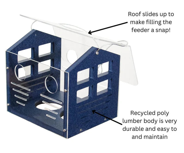 The 'Invitation Only' Enclosed Bluebird Feeder 2.0 | JCS Wildlife Recycled Poly-Lumber Bluebird Mealworm Feeder