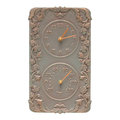 The 'Acanthus' Estate Gauge | 14" Vertical Outdoor Clock and Thermometer