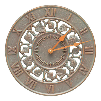 The Ivy Silhouette Temporal Register | 12" Hand-Cast Aluminum Outdoor Wall Clock | Whitehall