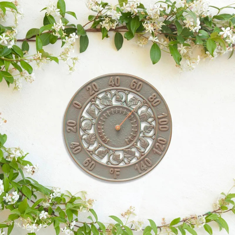 The Ivy Silhouette Climate Fixture | 12" Hand-Cast Aluminum Outdoor Thermometer | Whitehall