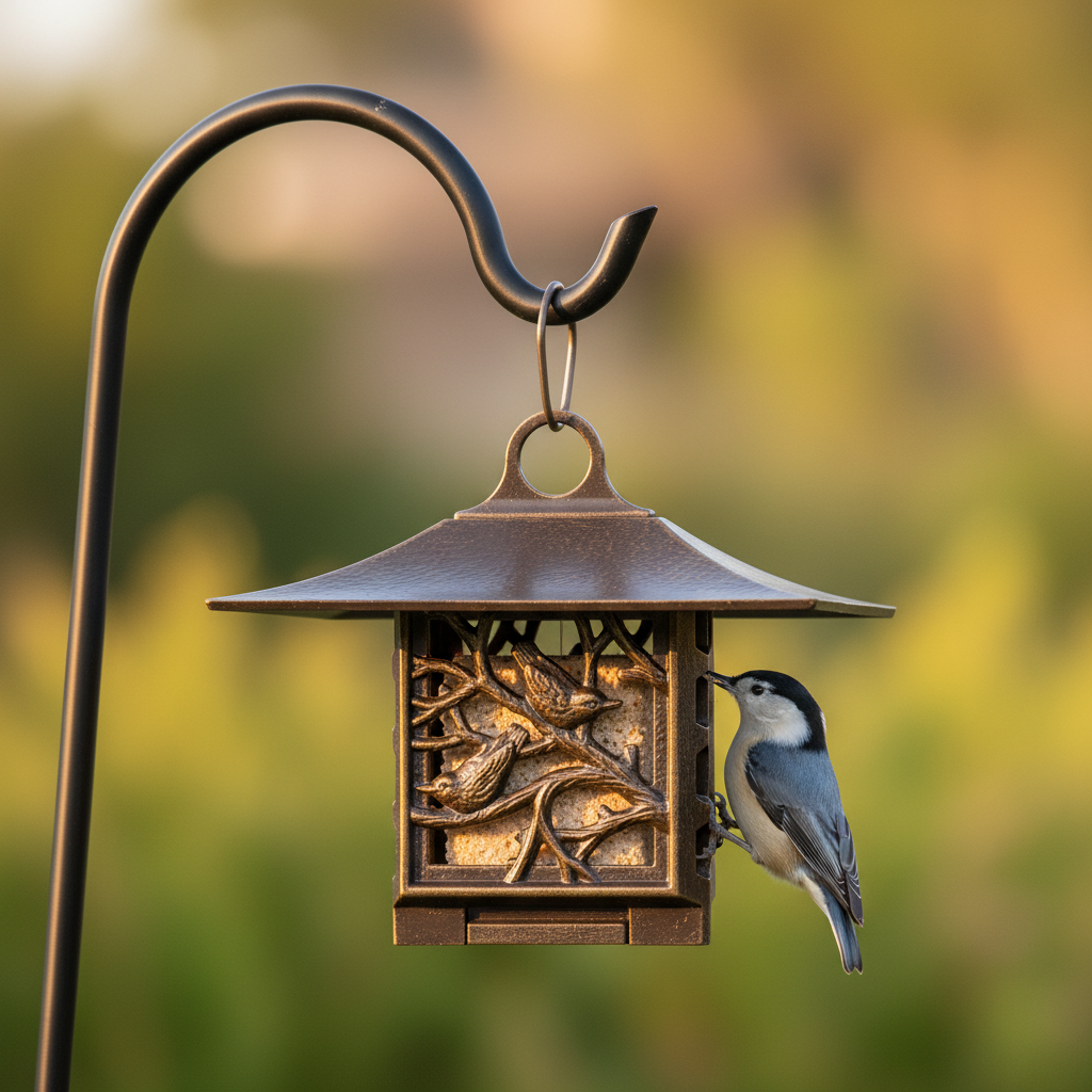 The "Artisan Orchard" Suet Cake Bird Feeder | Hand-Cast Aluminum Dining Station | Whitehall