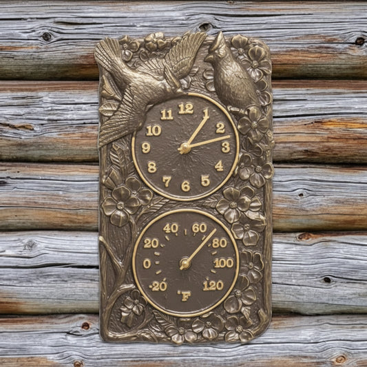 The Cardinal Estate Register | 14" Vertical Outdoor Clock and Thermometer | Whitehall