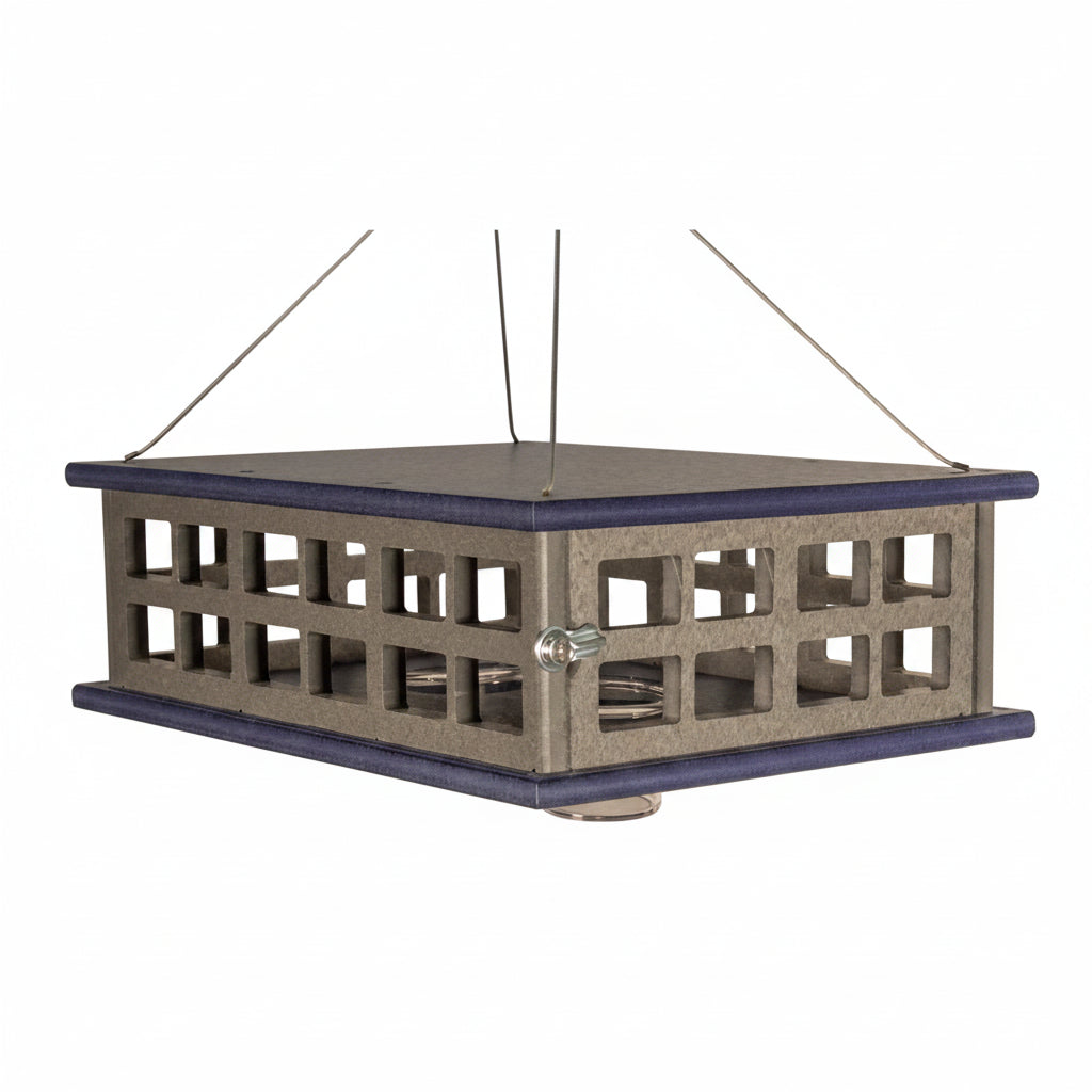 The 'Sky Diner' Deluxe Caged Platform Bluebird Feeder | JCS Wildlife Recycled Poly-Lumber Mealworm Feeder