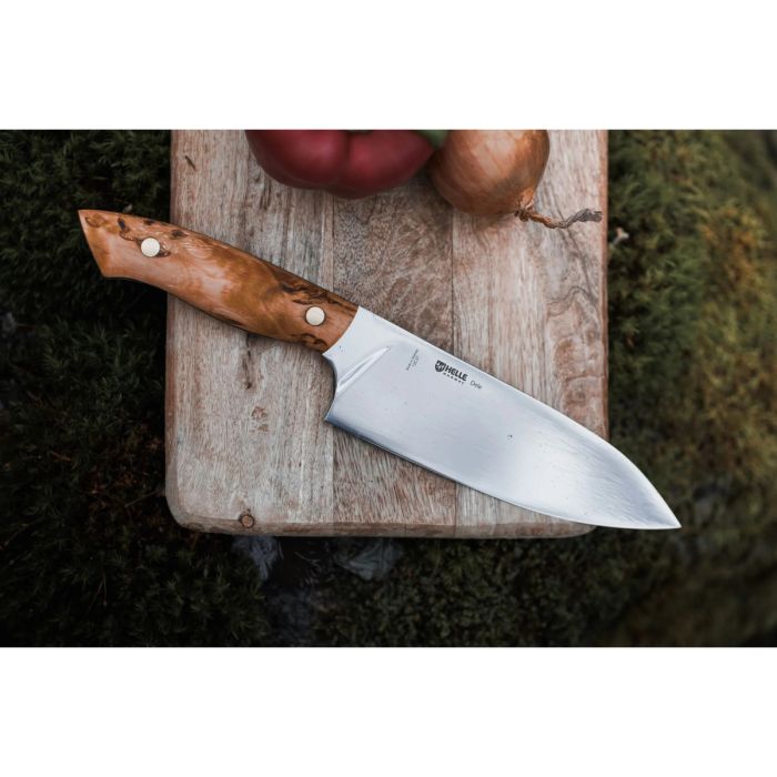 Helle Dele Outdoor Chef Knife | Curly Birch & 12C27 Stainless Steel