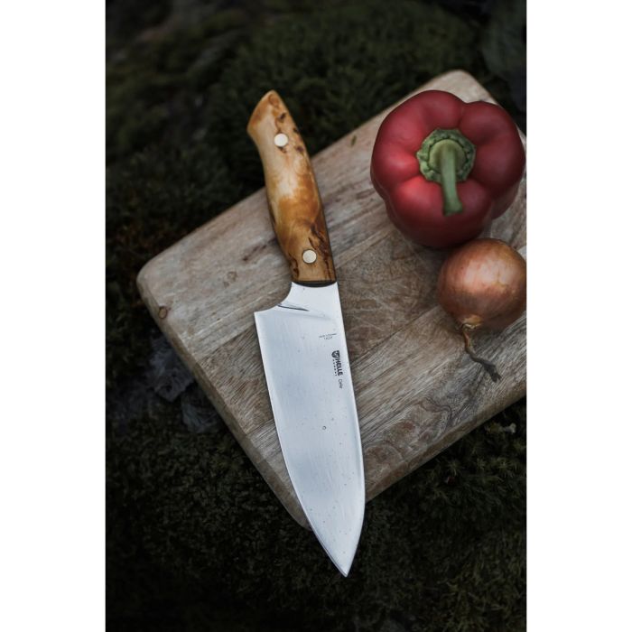 Helle Dele Outdoor Chef Knife | Curly Birch & 12C27 Stainless Steel