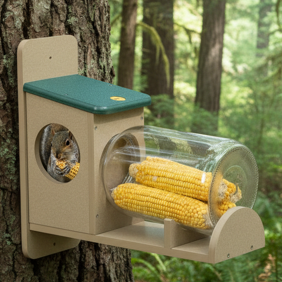 The 'Squirrel Jar' Corn Cob Feeder | Birds Choice USA-Made Recycled Poly Lumber Squirrel Jar Feeder