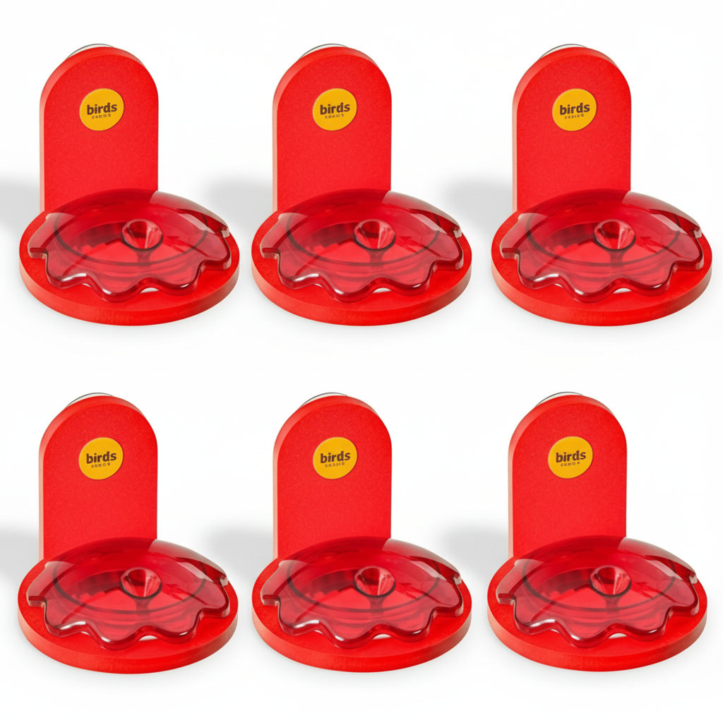 The "Aura-Six" Coordinated Window Perimeter Grid Hummingbird Feeders | 6-Unit Recycled Poly-Lumber Material | Birds Choice