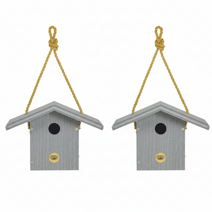 The "Twin-Home" Modern Farmhouse Wren House | 2-Pack Hanging Chickadee Nesting Box Bird House | Birds Choice