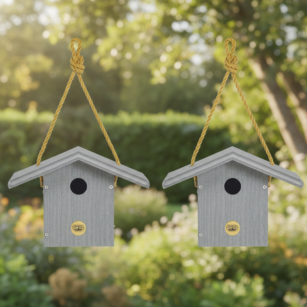 The "Twin-Home" Modern Farmhouse Wren House | 2-Pack Hanging Chickadee Nesting Box Bird House | Birds Choice