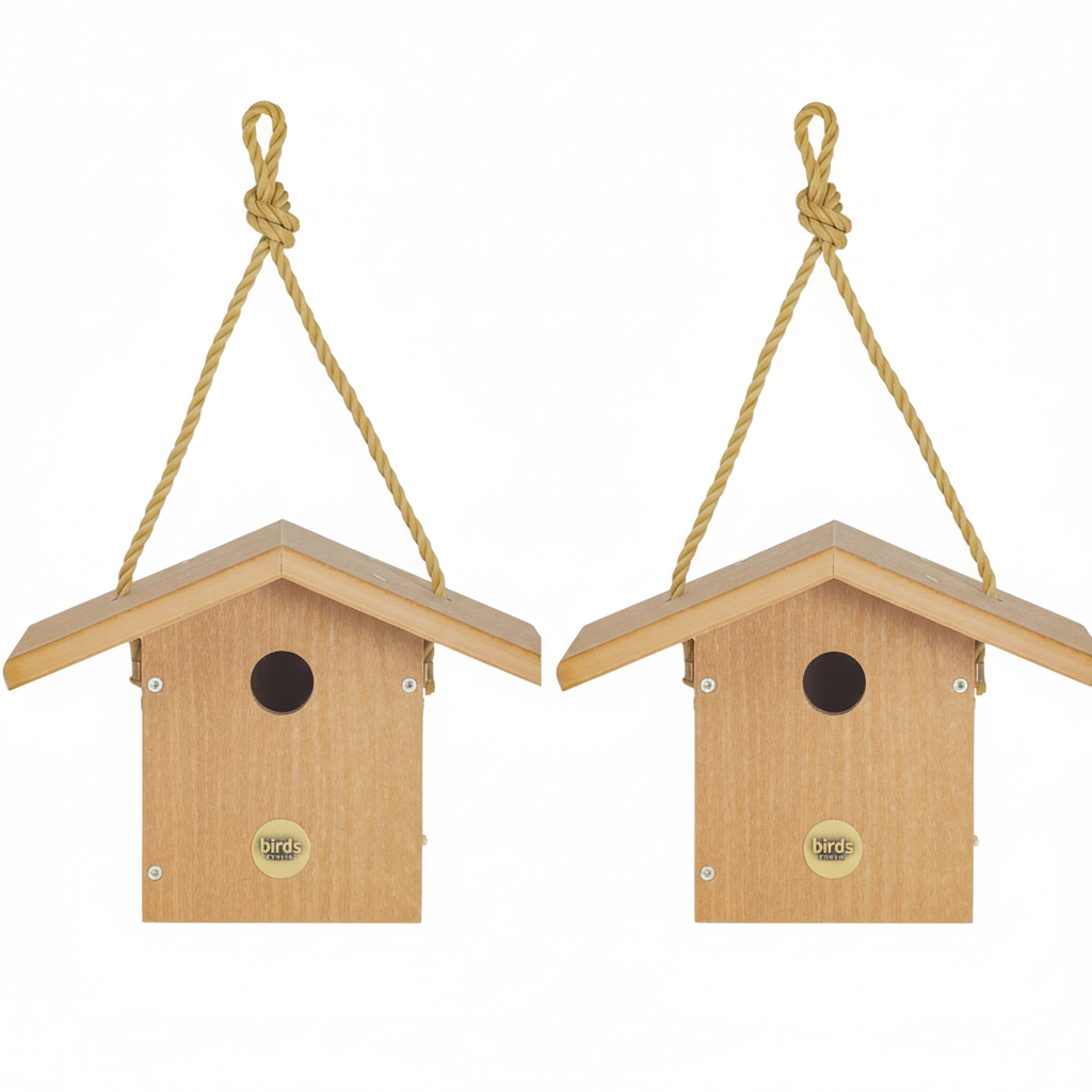 The "Twin-Home" Modern Farmhouse Wren House | 2-Pack Hanging Chickadee Nesting Box Bird House | Birds Choice