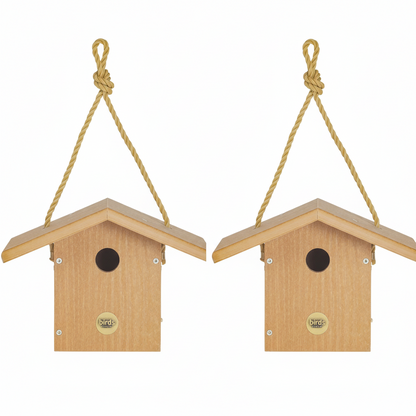 The "Twin-Home" Modern Farmhouse Wren House | 2-Pack Hanging Chickadee Nesting Box Bird House | Birds Choice