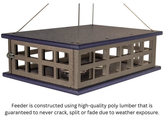 The 'Sky Diner' Deluxe Caged Platform Bluebird Feeder | JCS Wildlife Recycled Poly-Lumber Mealworm Feeder