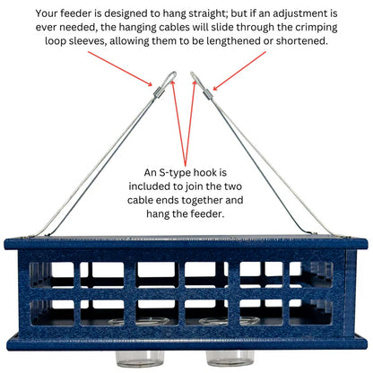 The 'Sky Diner' Deluxe Caged Platform Bluebird Feeder | JCS Wildlife Recycled Poly-Lumber Mealworm Feeder