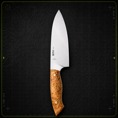 Helle Dele Outdoor Chef Knife | Curly Birch & 12C27 Stainless Steel