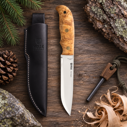 Helle Didi Galgalu 14C28N Bushcraft Knife | Curly Birch & Full Tang