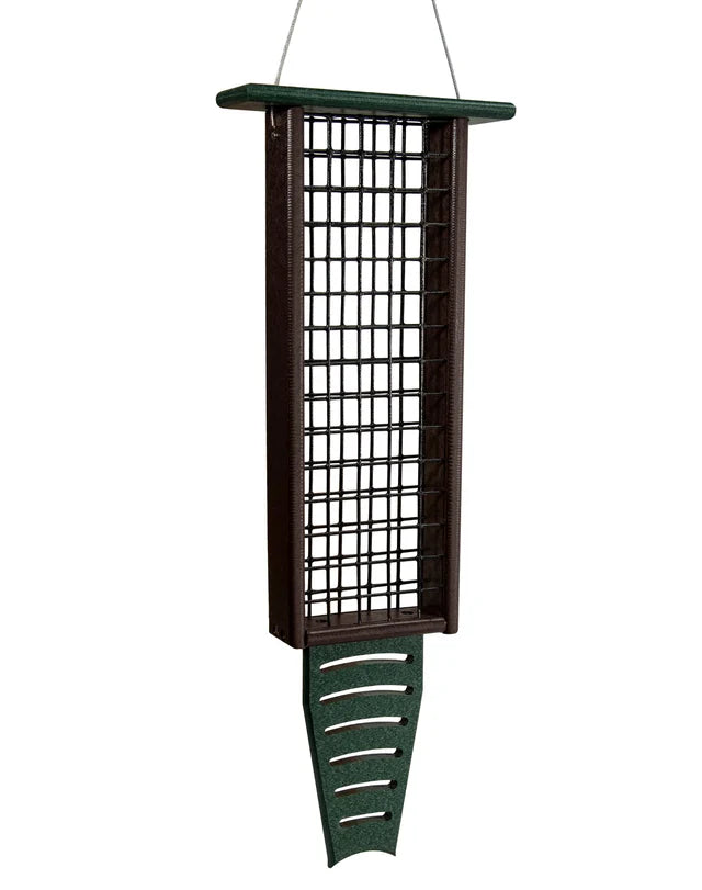 The 'Drum Line' Tail-Prop Suet Feeder | JCS Wildlife Recycled Poly-Lumber Woodpecker Suet Feeder