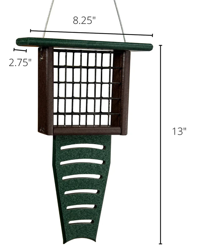 The 'Drum Line' Tail-Prop Suet Feeder | JCS Wildlife Recycled Poly-Lumber Woodpecker Suet Feeder