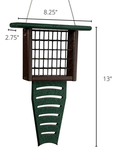 The 'Drum Line' Tail-Prop Suet Feeder | JCS Wildlife Recycled Poly-Lumber Woodpecker Suet Feeder