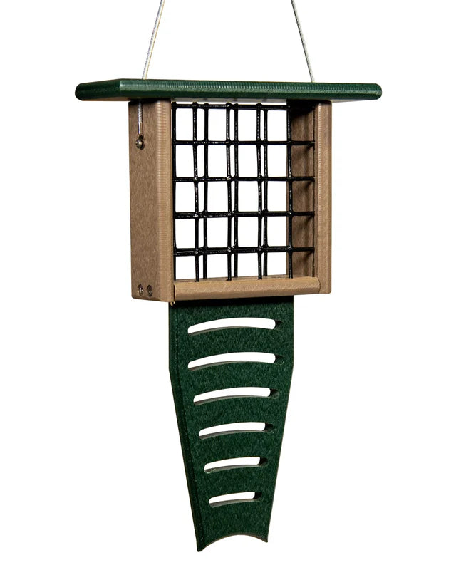 The 'Drum Line' Tail-Prop Suet Feeder | JCS Wildlife Recycled Poly-Lumber Woodpecker Suet Feeder