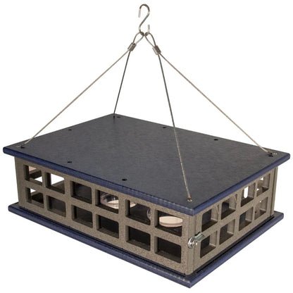 The 'Sky Diner' Deluxe Caged Platform Bluebird Feeder | JCS Wildlife Recycled Poly-Lumber Mealworm Feeder
