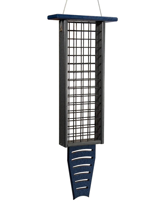 The 'Drum Line' Tail-Prop Suet Feeder | JCS Wildlife Recycled Poly-Lumber Woodpecker Suet Feeder