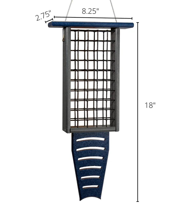 The 'Drum Line' Tail-Prop Suet Feeder | JCS Wildlife Recycled Poly-Lumber Woodpecker Suet Feeder