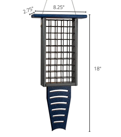 The 'Drum Line' Tail-Prop Suet Feeder | JCS Wildlife Recycled Poly-Lumber Woodpecker Suet Feeder