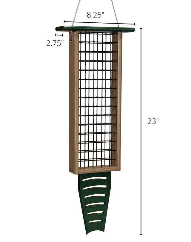The 'Drum Line' Tail-Prop Suet Feeder | JCS Wildlife Recycled Poly-Lumber Woodpecker Suet Feeder