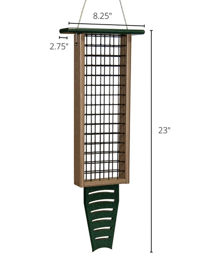 The 'Drum Line' Tail-Prop Suet Feeder | JCS Wildlife Recycled Poly-Lumber Woodpecker Suet Feeder