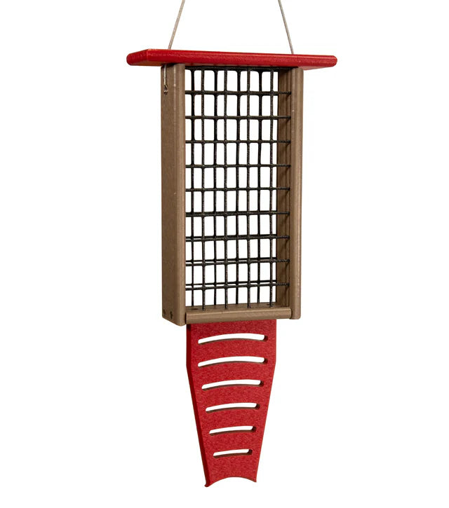 The 'Drum Line' Tail-Prop Suet Feeder | JCS Wildlife Recycled Poly-Lumber Woodpecker Suet Feeder