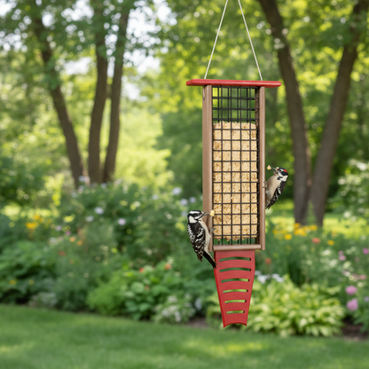 The 'Drum Line' Tail-Prop Suet Feeder | JCS Wildlife Recycled Poly-Lumber Woodpecker Suet Feeder