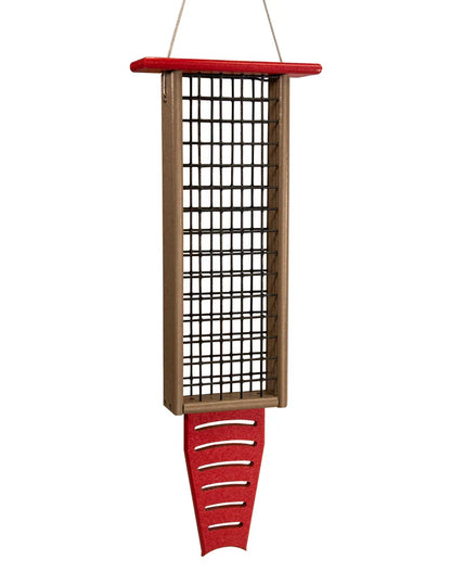 The 'Drum Line' Tail-Prop Suet Feeder | JCS Wildlife Recycled Poly-Lumber Woodpecker Suet Feeder