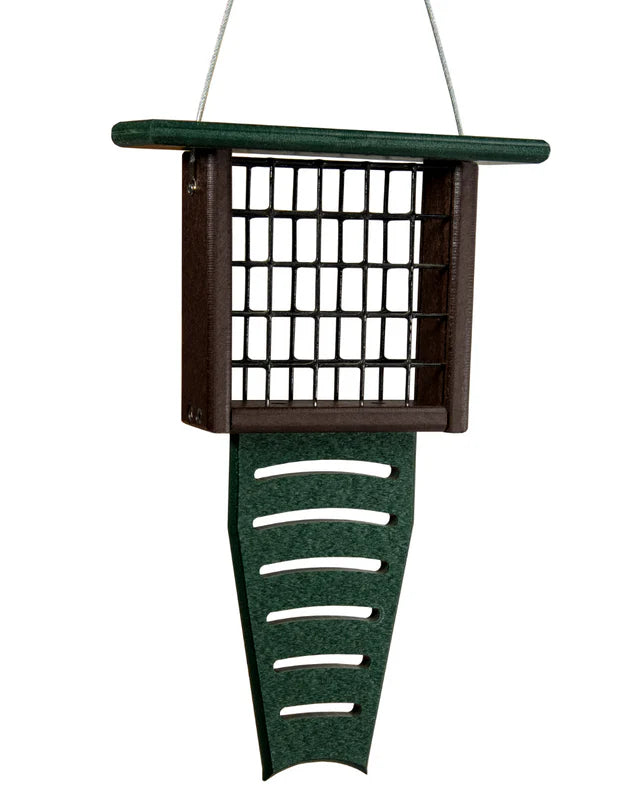 The 'Drum Line' Tail-Prop Suet Feeder | JCS Wildlife Recycled Poly-Lumber Woodpecker Suet Feeder