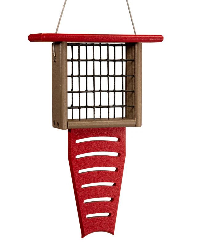 The 'Drum Line' Tail-Prop Suet Feeder | JCS Wildlife Recycled Poly-Lumber Woodpecker Suet Feeder