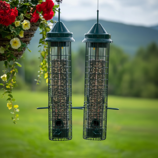 The "Dual-Horizon" Squirrel-Buster Bird Feeder Defilade | 2-Pack Coordinated Exclusion Set | Brome